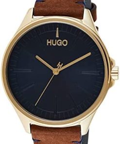 HUGO Montre Analogique à Quartz pour Homme avec Bracelet en Cuir Marron - 1530134