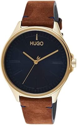 HUGO Montre Analogique à Quartz pour Homme avec Bracelet en Cuir Marron - 1530134