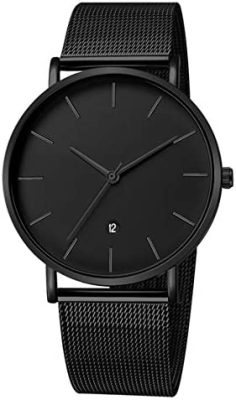 MICGIGI Montre-Bracelet analogique à Quartz pour Homme avec Bracelet en Acier Inoxydable avec Affichage du Calendrier