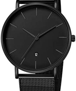 MICGIGI Montre-Bracelet analogique à Quartz pour Homme avec Bracelet en Acier Inoxydable avec Affichage du Calendrier