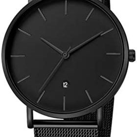 MICGIGI Montre-Bracelet analogique à Quartz pour Homme avec Bracelet en Acier Inoxydable avec Affichage du Calendrier