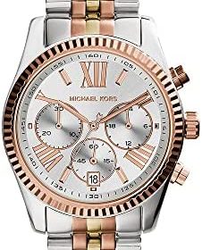 Michael Kors Montre pour Femme Lexington, Mouvement Chronographe à Quartz, Boîtier en Acier Inoxydable Tri-Ton de 38 mm avec Bracelet en Acier Inoxydable, MK5735  Michael Kor