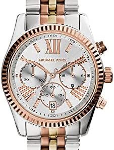 Michael Kors Montre pour Femme Lexington, Mouvement Chronographe à Quartz, Boîtier en Acier Inoxydable Tri-Ton de 38 mm avec Bracelet en Acier Inoxydable, MK5735  Michael Kor