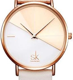 SHENGKE SK Fashion Women Watches Leather Band Simple Decent Casual Waterproof Lady Watch，reloj de Muj