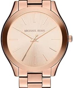 Michael Kors Montre pour Femme Slim Runway, Mouvement à Trois Aiguilles, Boîtier en Acier Inoxydable or Rose de 42 mm avec Bracelet en Acier Inoxydable, MK3197  Michael Kors