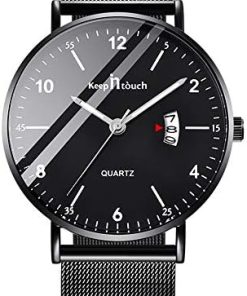 MICGIGI Montre à Quartz pour Hommes, Montre-Bracelet Classique d'affaires avec Bracelet en Maille d'acier Inoxydable