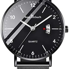 MICGIGI Montre à Quartz pour Hommes, Montre-Bracelet Classique d'affaires avec Bracelet en Maille d'acier Inoxydable