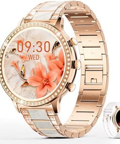 ZKCREATION Montre Connectée Femme Appel - Montre Connecter pour Femme Smartwatch Zirconia Incrusté,Bluetooth Montre Intelligente 20 Modes Sports Fréquence Cardiaque,Sommeil,Podomètre pour Android iOS