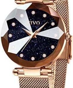CIVO Montre Femme Or Rose Acier Inoxydable Montre Ciel étoilé Bracelet à Quartz Analogique Etanche Luxe Mode Montres pour Femme Entreprise Élégant